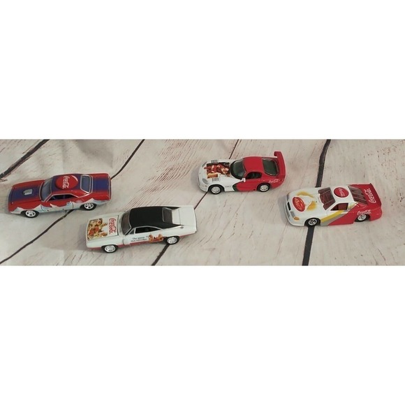 Lot of 4 Coca Cola Hot Wheels Playing Mantis Viper Charger 1970 Plymouth Cuda - Picture 1 of 16